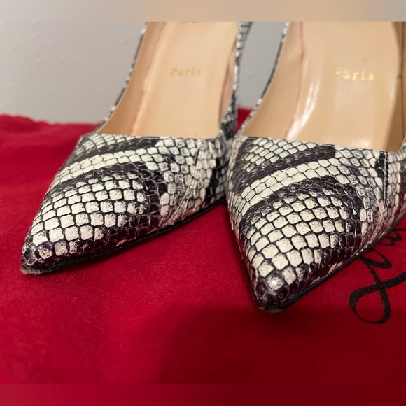 Louboutin Kate python heels 100mm black & white 37.5 - Picture 4 of 8